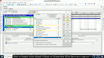 How to create Look Ahead Filters in Primavera P6 & Save as a Layout ?