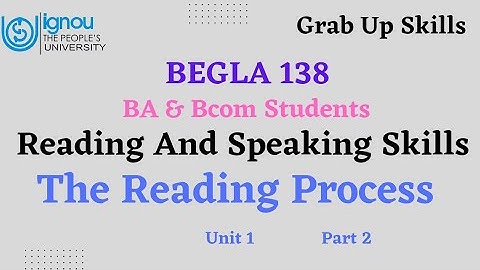 BEGLA 138 Unit 1 | Reading and Speaking Skills | The Reading Process | Part 1
