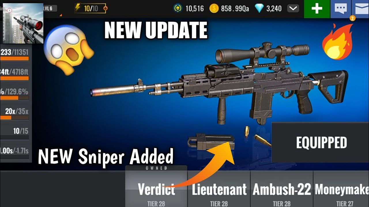 SNIPER 3D New Update New Verdict Sniper Rifle Added YouTube