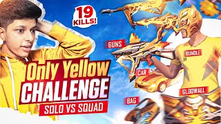 Only Yellow Colour Challenge!🔥Solo Vs Squad 19 KILLS!! മാസ്സ് കാണിച്ച GAMEPLAY😮| Free Fire Malayalam