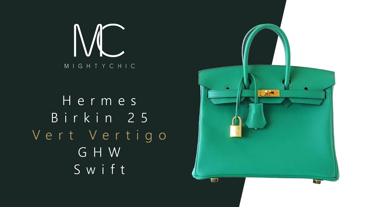 MIGHTYCHIC • Hermes 25 Birkin Vert Vertigo Gold Hardware Swift