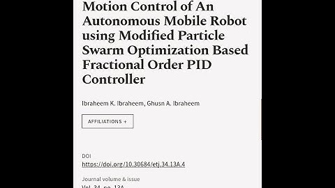 Motion Control of An Autonomous Mobile Robot using Modified Particle Swarm Optimizati... | RTCL.TV