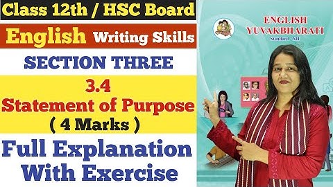 English | 3.4 Statement of Purpose (SOP) | Writing Skills | Class 12th | Section Three | 4 Marks |