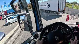 POV #13 Driving a Renault T 480 – Swiss border crossing 🇨🇵🇨🇭