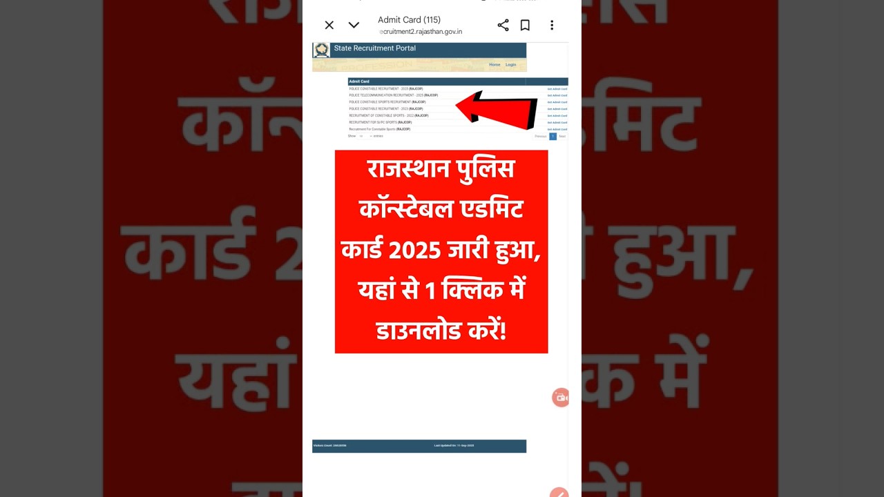 Rajasthan Police Constable Admit Card 2025 link | Rajasthan Police Constable Admit Card Download