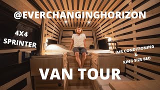 INCREDIBLE 4x4 VAN TOUR | @Everchanginghorizon&#39;s Van | AC, Slide Out King Bed, Modular Poplar Walls