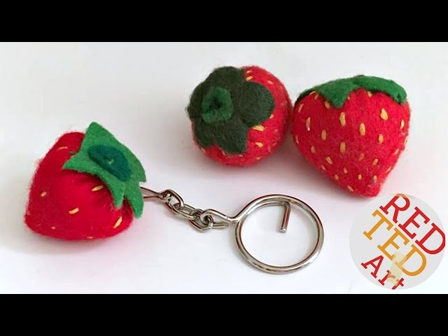 How to sew Felt Strawberry Keychains - Back to School - Easy
