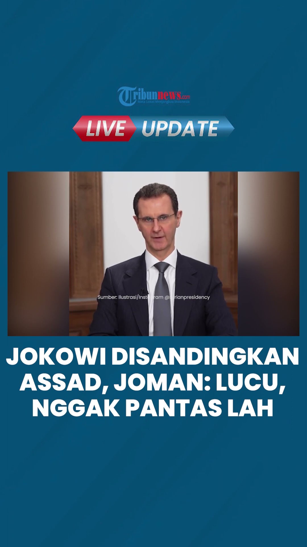 Joman Tak Terima Jokowi Bersanding dengan Bashar Al-Assad Jadi Tokoh Terkorup: Lucu, Nggak Pantas
