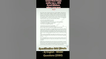 Specification Grid (Grade - 8) English - Model Questions (2080)