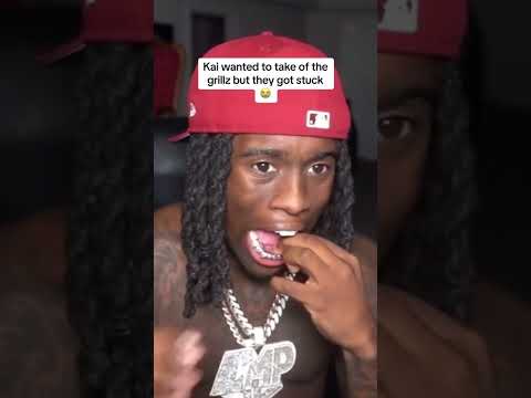 Kai cenat grillz stuck on his teeth😱 - YouTube