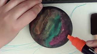 Celestial Sunday - Neon Galaxy ornament using Neon Posca Markers