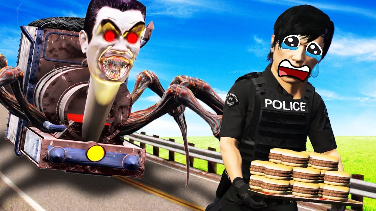 GTA5 我发现可怕 GMAN 蜘蛛人！竟然想把所有的汉堡给吃完！（救命啊😱）I FOUND A GIANT GMAN SPIDER in GTA5