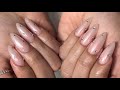 Glass Chrome Almond Scattered Crystals Acrylic Nails