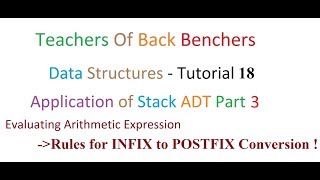Data Structures -Tutorial 18 - Rules for INFIX to POSTFIX Conversion Profile