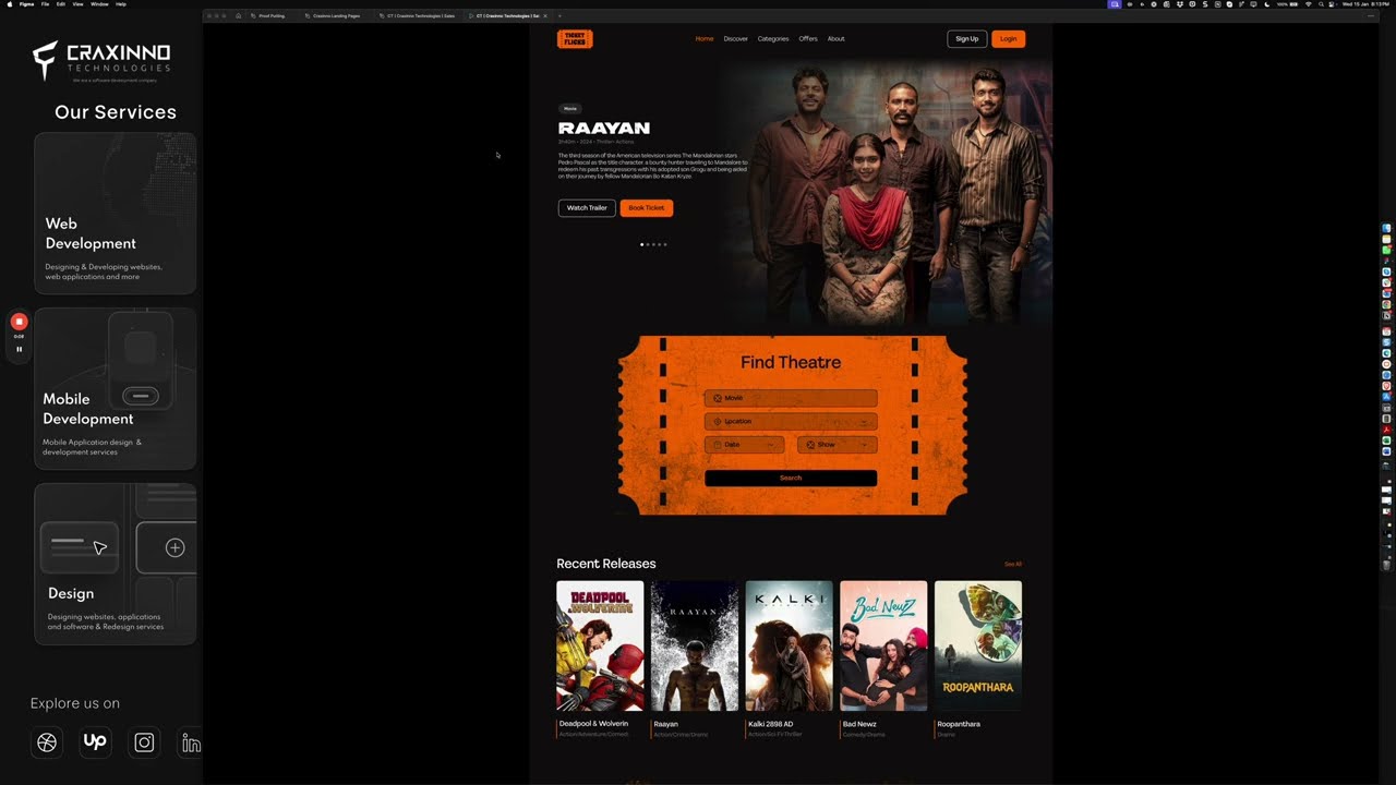 Ticket Flicks Landing Page Design.