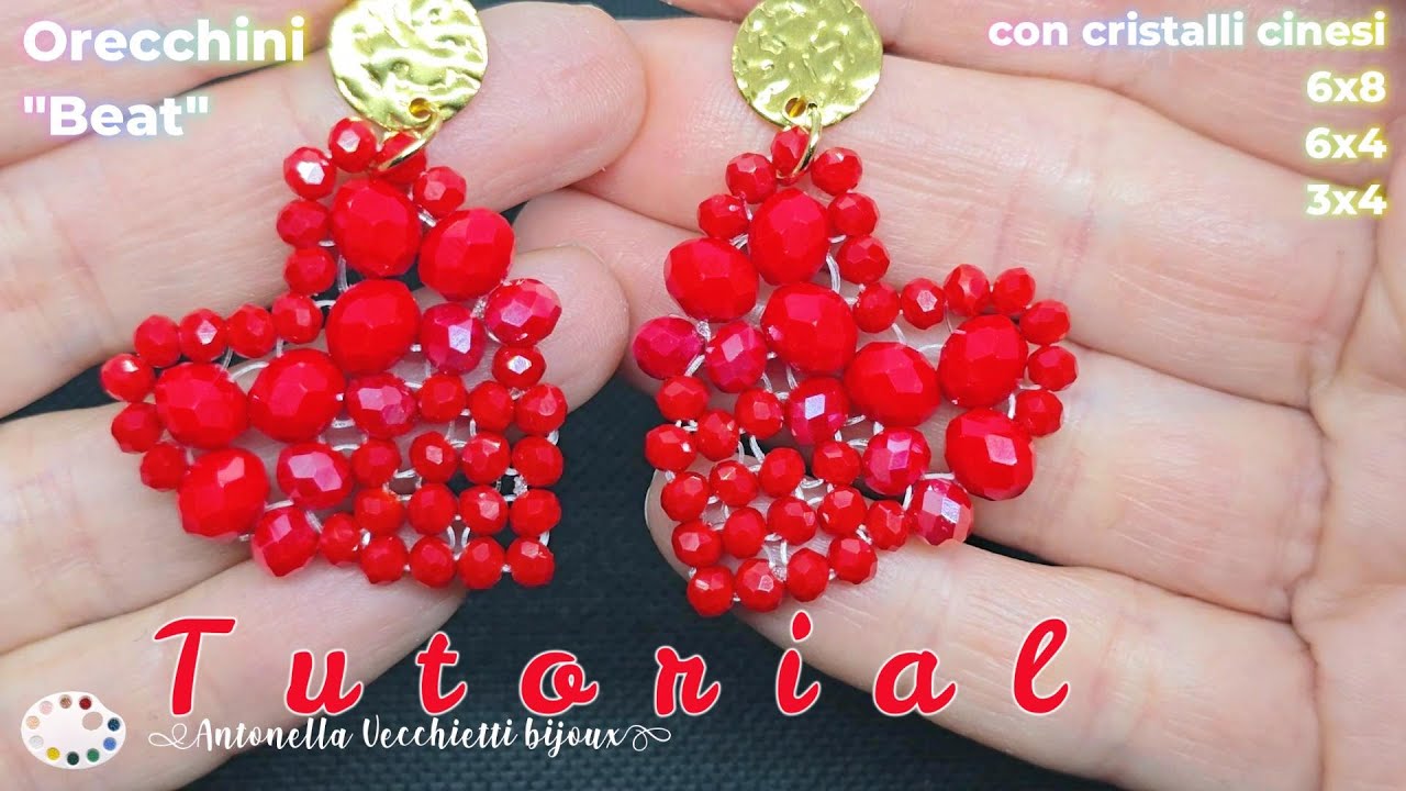 Cuori facili e veloci con soli cristalli cinesi senza rocailles: orecchini 