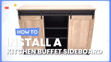 How to Install the Kitchen Buffet Sideboard with 2 Sliding Barn Doors | JV10217 #costway #howto
