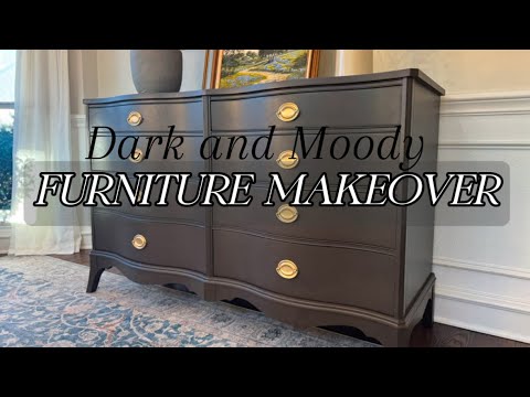 dark brown painted dresser Modern Dresser Makeover in a Dark Brown Moody Paint | Melange All in One  Paint