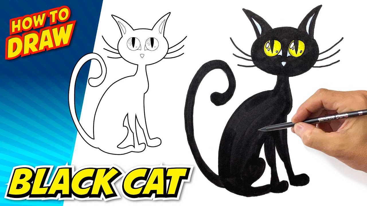 How to Draw a Black Cat (Cartoon)