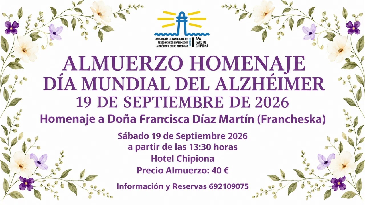 Chipiona Solidaria. Almuerzo del Día del Alzheimer-Homenaje a Paqui Díaz ‘Francheska’