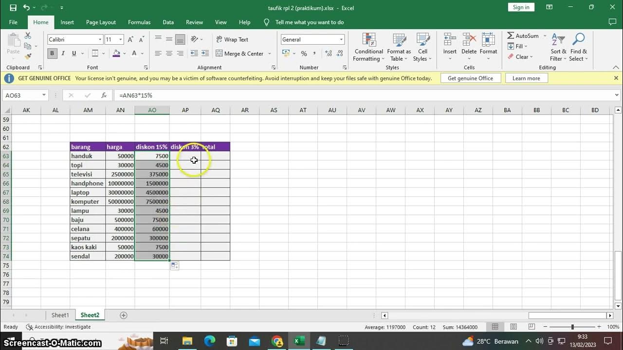 Microsoft Excel praktikum 4.1 - YouTube