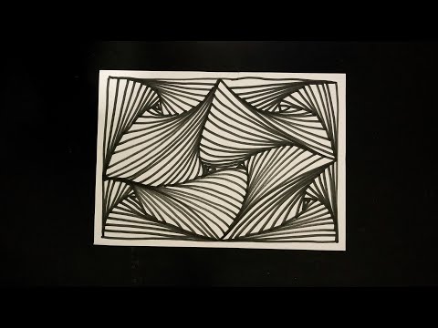 Let's Draw: Easy 3D Spiral Drawing Pattern / Satisfying Line Illusion  of Hexagon / Art Therapy