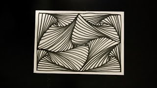 Let's Draw: Easy 3D Spiral Drawing Pattern / Satisfying Line Illusion  of Hexagon / Art Therapy