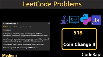 Coin Change II | Leetcode Q.518 | Python | C++ | Java | JavaScript | Leetcode Daily Challenges