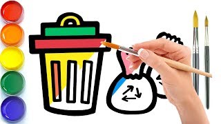 Trash！！Drawing and colouring of the Garbage bin for garbage sorting for Kids,Toddlers丨Bobbi Toy Art☆