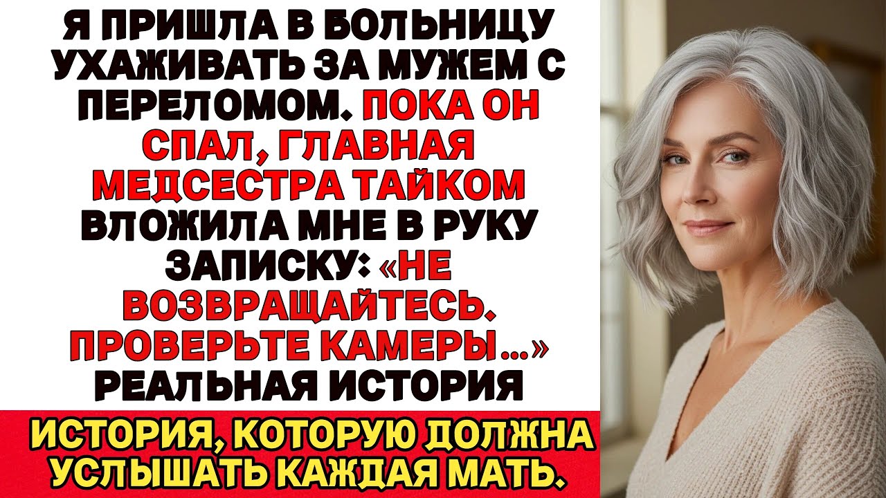 В больнице, где лежал мой муж с переломом,👩‍⚕️ медсестра тайно сунула мне записку Проверьте камеру»