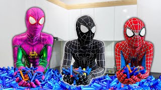 TEAM SPIDER-MAN Nerf War vs BAD GUY TEAM || One Day At New House ( Live Action ) - SPLife TV