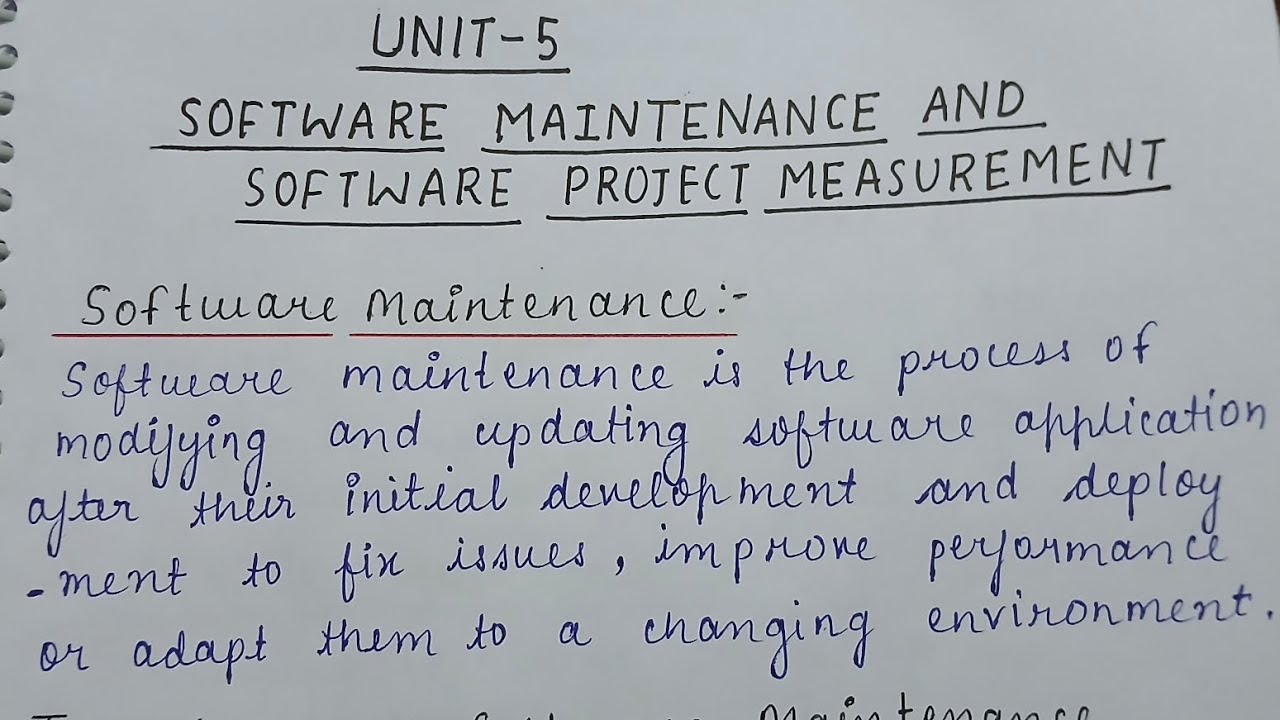 Unit-5 One Shot of Software Maintenance and software project measurment ...