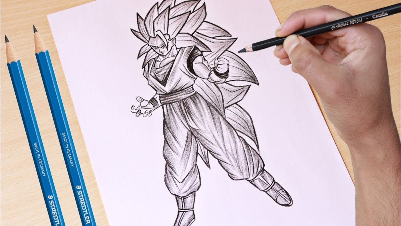 Drawing ✨Goku Super Saiyan God✨ in 1 hour vs. 10 hours(PART-2