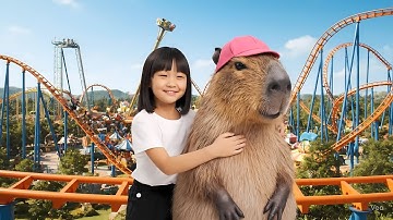 Capybara đi tàu lượn cùng bé và cái kết #capybara