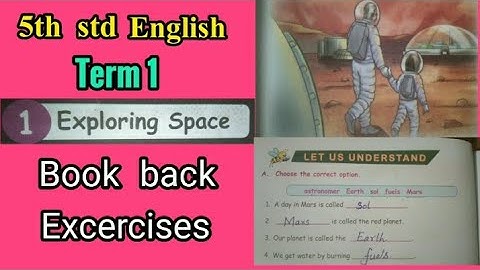 5th std 1term English 1st lesson EXPLORING SPACE Book back exercises