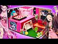 【鬼滅の刃】禰豆子の可愛いピンクのミニチュアハウス🏠🌸 おしゃれな寝室＆キッチンとカラフルな階段を作ってみた✨ | Demon Slayer