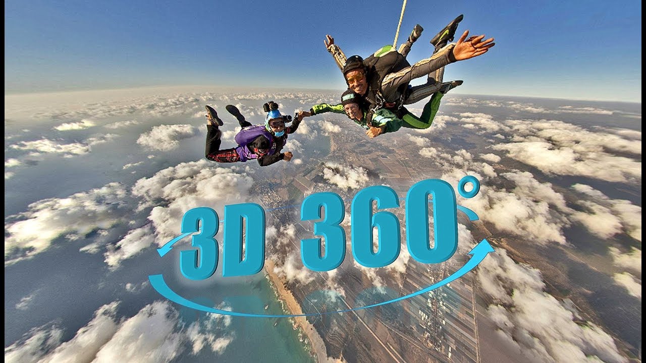 Skydiving in VR 3D 360° צניחה חופשית ב 360 מעלות תלת מימד YouTube