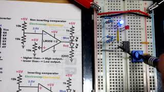 Non Inverting Comparator Op Amp Ic Lm358 Operational Amplifier Leds