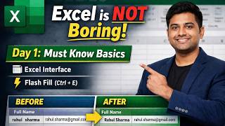 Excel for Data Analyst – Day 1 | Excel Interface + Flash Fill Explained | Excel Beginner to Advanced