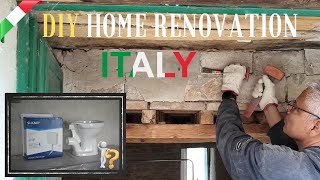 #10 Cleaning the wooden beams Part 2 | Temporary toilet installation | DIY Home Renovation Italy