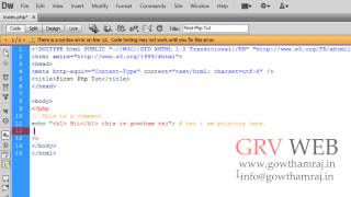 PHP Basic Tutorial 5 Write a comment in php and html (By Gowtham Raj | gowthamraj.in | GRVWEB)