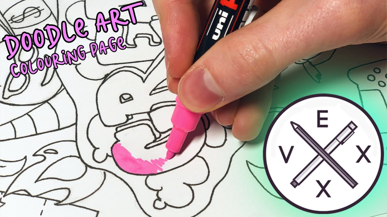 I Made a DOODLE ART COLOURING PAGER Like VEXX! Sketchbook Wednesday Ep ...