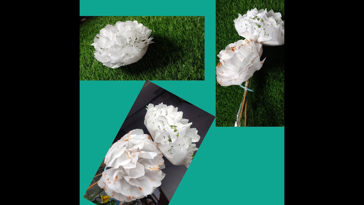 DIY Tissue Paper White Flower !! Easy Craft !! Beautiful white Flower
