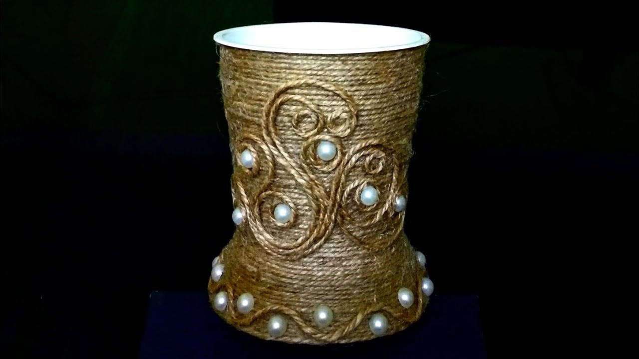 Beautiful craft idea using waste disposable plastic glass YouTube