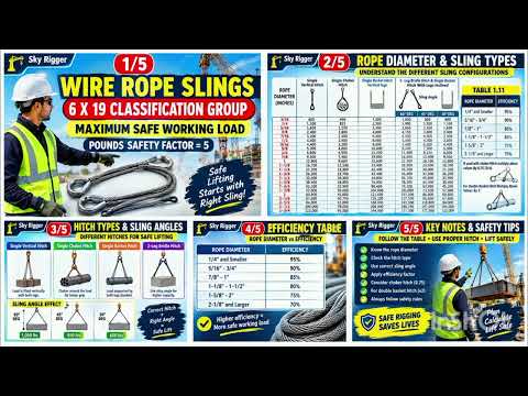 Wire Rope Sling Safe Working Load | 6×19 Classification, Sling Angles & Hitch Types Explained,
