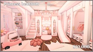 I BUILT a KID'S PINK PRINCESS CASTLE THEMED BEDROOM in Bloxburg 🏰 SPEEDBUILD