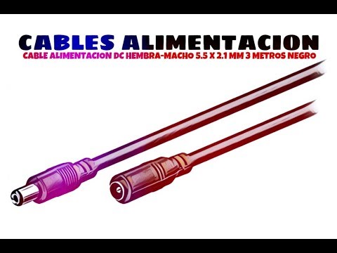 Video de Cable alimentacion DC hembra-macho 5.5 x 2.1 mm 3 M Negro