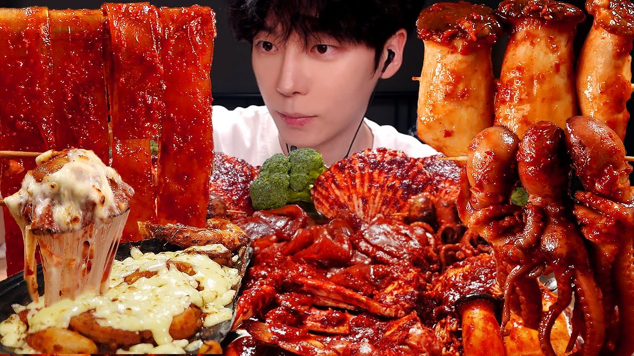 ASMR MUKBANG | 직접 만든 매운 해물찜 팽이 버섯 대왕 치즈 키조개 낙지 먹방 & 레시피  MUSHROOM & OCTOPUS & SEAFOOD EA