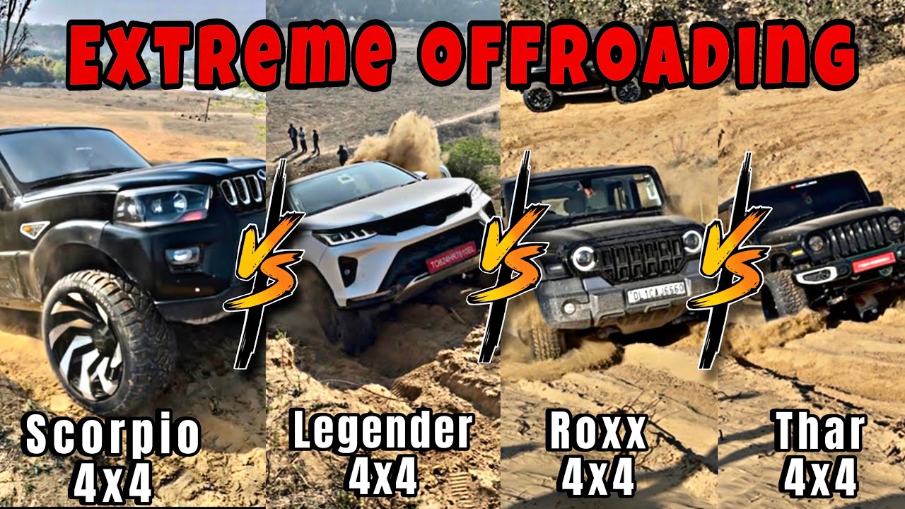 Legender vs Thar Roxx vs Thar 3 Door vs Scorpio offroading in Sand || Asli King kon hai ??
