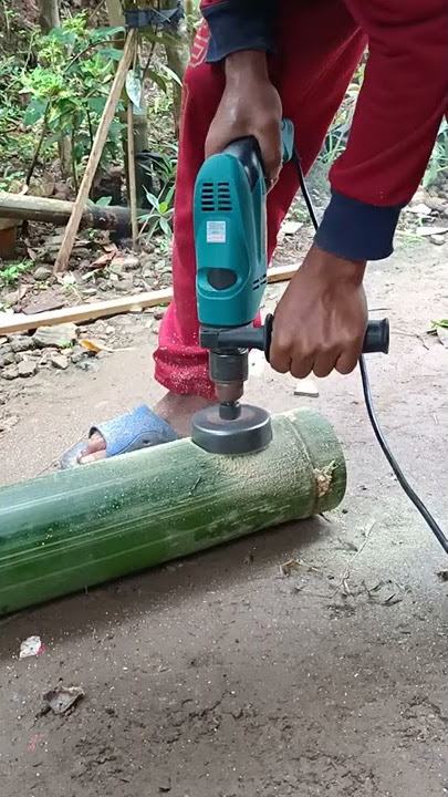 cara membolongi bambu . pakai bor
